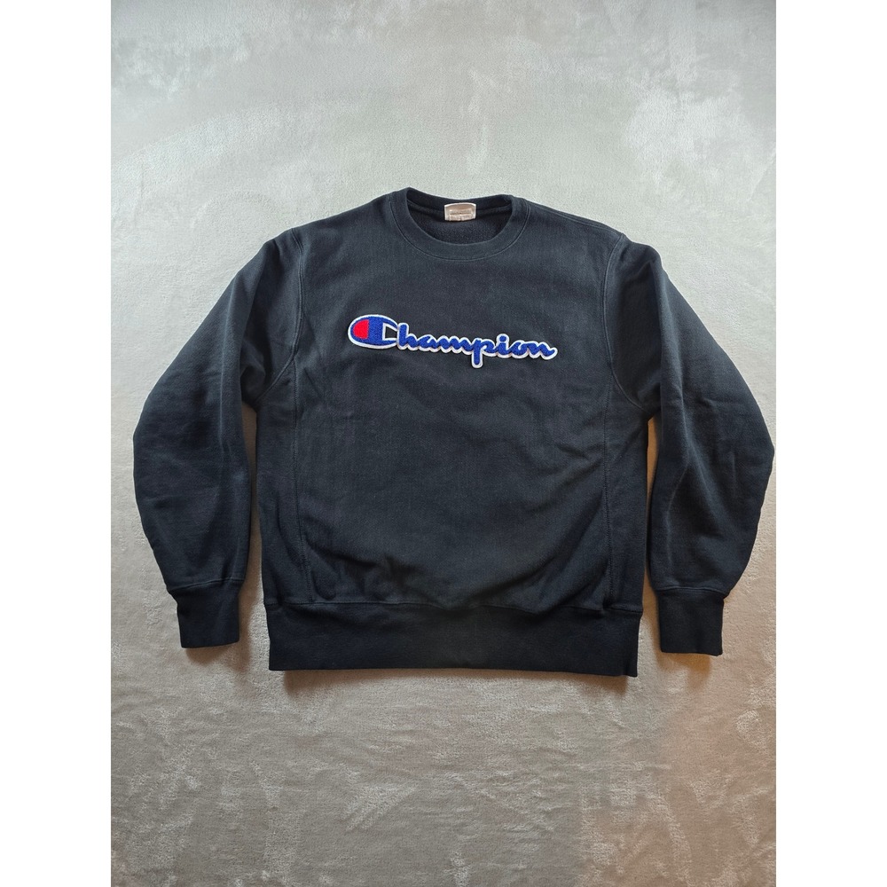 Champion Reverse Weave Crewneck Sweatshirt Mens M Black Heavyweight Fleece